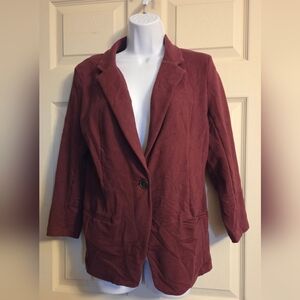 Metaphor Women’s Single-Button Blazer Jacket - Burgundy Medium